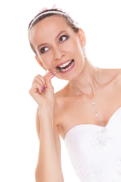 Anello di fidanzamento morso sposa . — Foto Stock