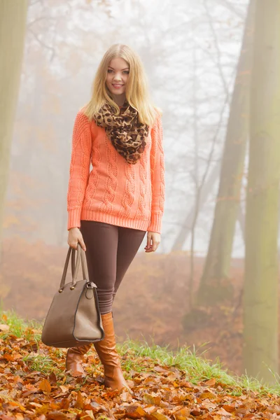 Girl with handbag posing — Stock Photo, Image