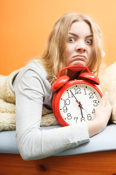 Unhappy woman waking up — Stock Photo, Image