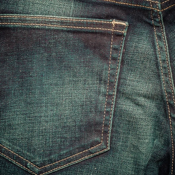 Closeup detail of blue denim pocket — Stock Photo, Image