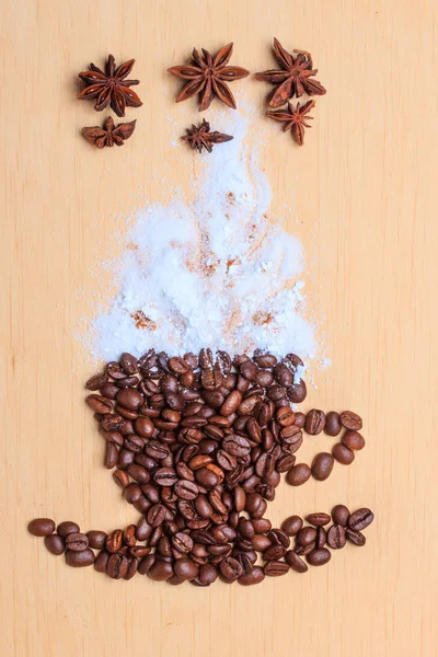 Koffiebeker gemaakt van geroosterde bonen — Stockfoto