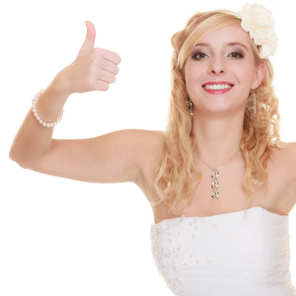 Dia do casamento. Retrato mulher feliz noiva isolado — Fotografia de Stock