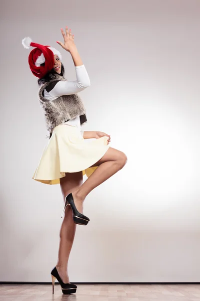 Fashion woman in santa helper hat — Stock Photo, Image