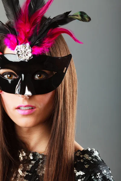 Cara de mujer con máscara de carnaval —  Fotos de Stock