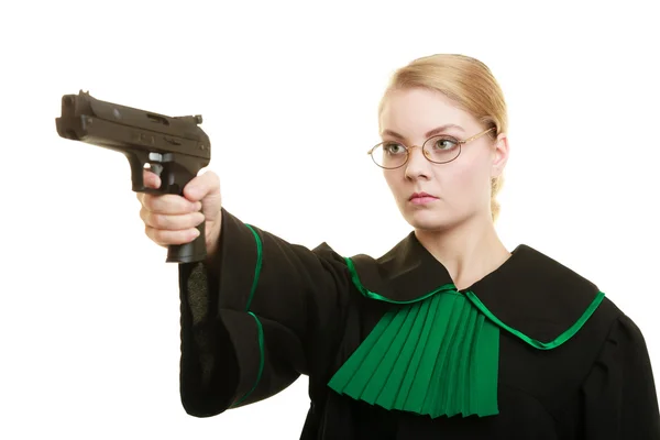 Kvinnan advokat med vapen pistol. brott — Stockfoto