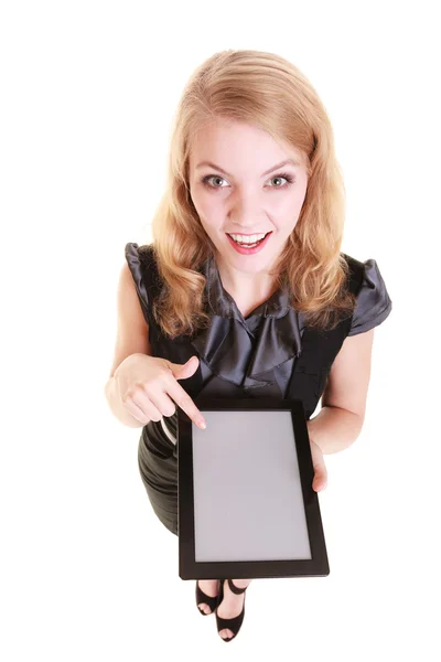 Businesswoman showing  tablet — Stock Photo, Image