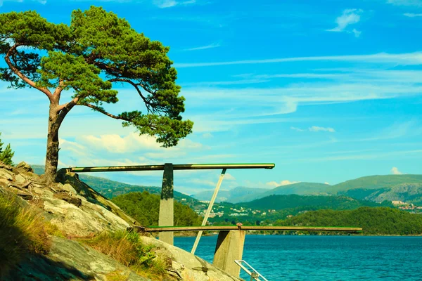 Vista del trampolín. trampolín para bucear en el agua . —  Fotos de Stock