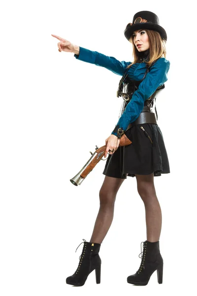 Steampunk menina com rifle. — Fotografia de Stock