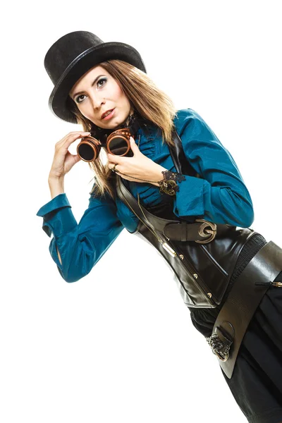 Cool meisje in steampunk stijl. — Stockfoto