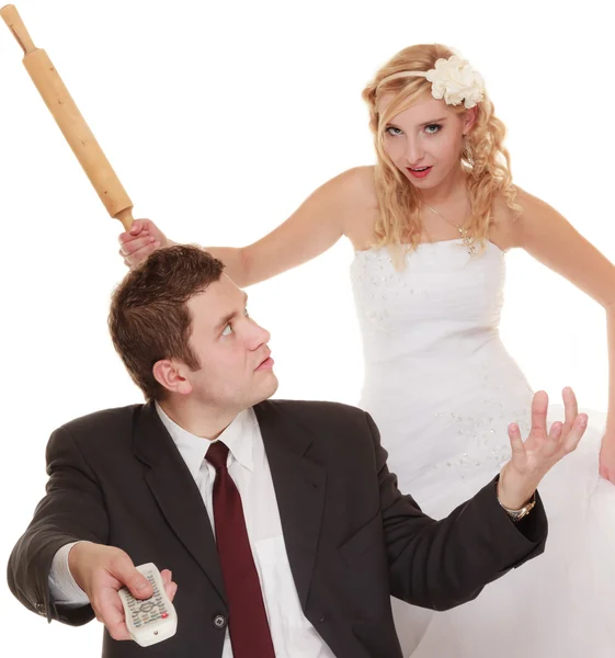 Couple de mariage ayant dispute conflit, mauvaises relations — Photo