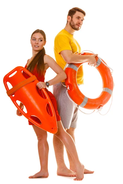 Lifeguards with rescue and ring buoy lifebuoy. — Stock Photo, Image