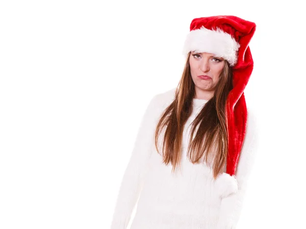 Woman santa helper hat portrait — Stock Photo, Image