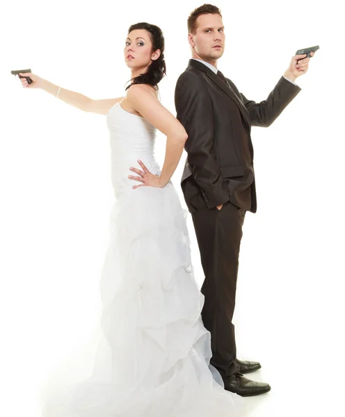 Just married in argue. — Stock Photo, Image