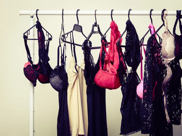 Hangers with female lingerie — Stock Photo, Image