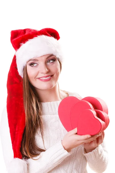 Девушка с красными сердцами — стоковое фото