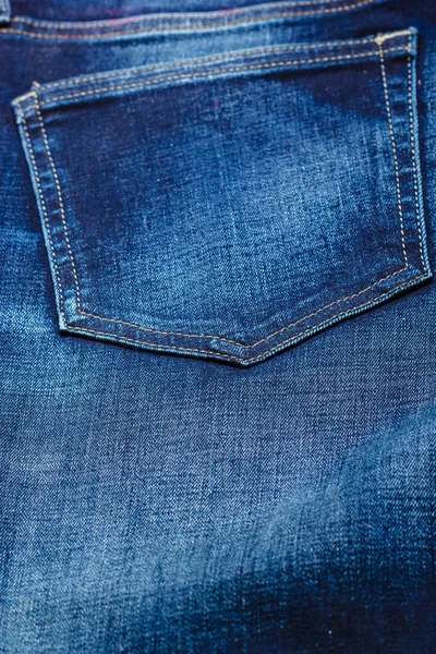 Closeup detail of blue denim pocket — Stock Photo, Image