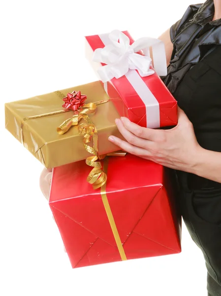 Holidays love happiness concept - girl with gift boxes — Stock Photo, Image