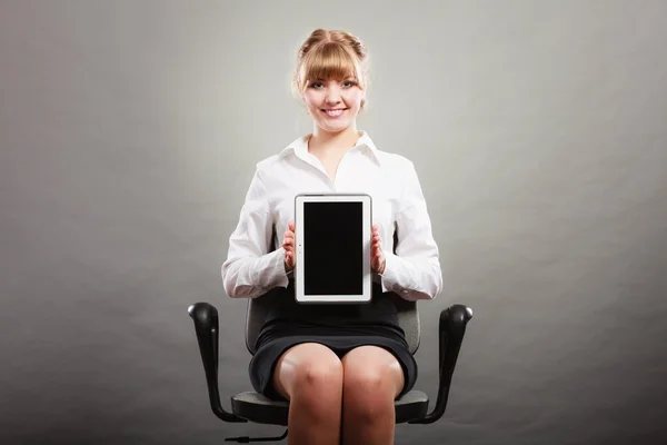 Woman holding  tablet. — Stock Photo, Image