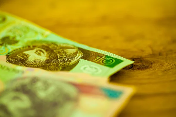 Polish zloty banknotes currency on table — Stock Photo, Image