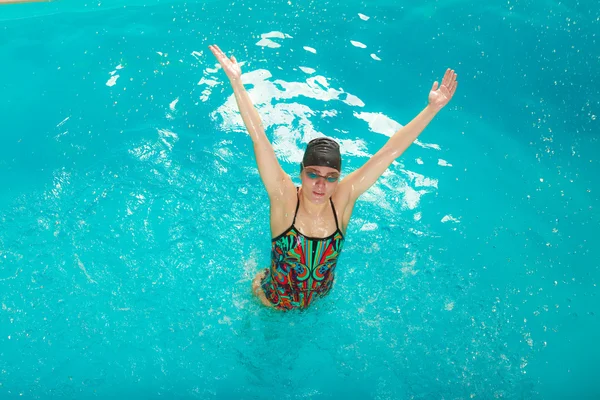 Woman athlete in swimming pool water. Sport. — Stock Photo, Image