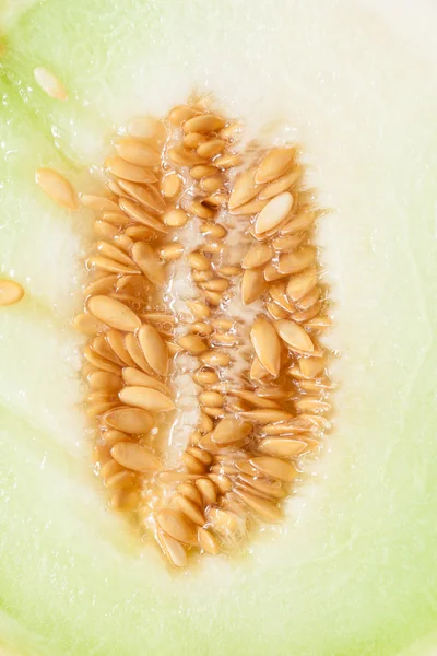 Closeup melon with pips as food background. — Stock Photo, Image