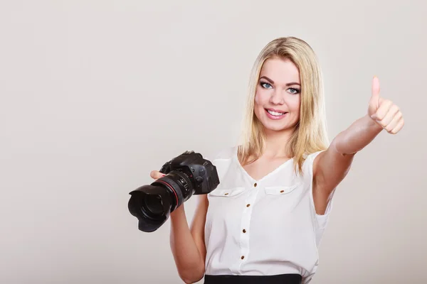 Photographer  showing thumb up — Stock Photo, Image