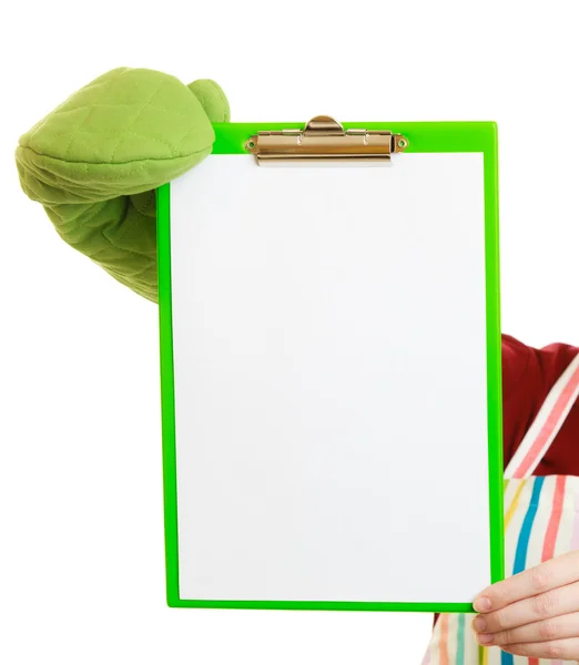 Girl holding clipboard — Stock Photo, Image