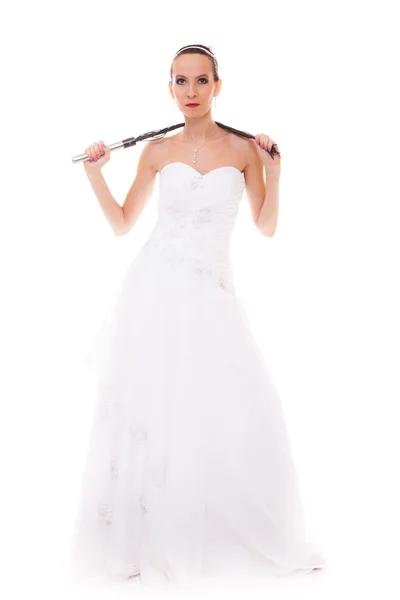 Bride with  flogging whip — Stock Photo, Image