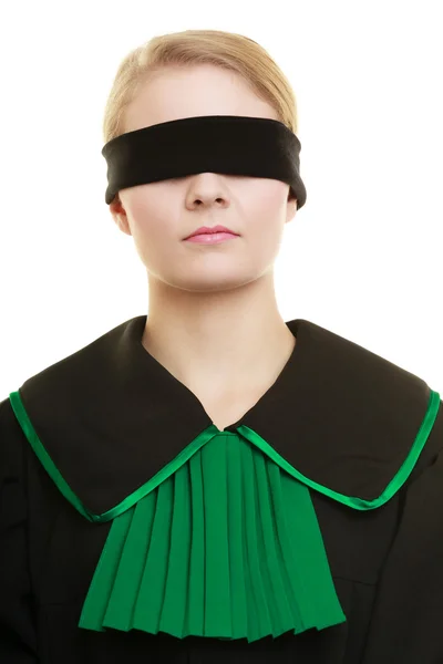 Woman covering eyes with blindfold — Stock Photo, Image