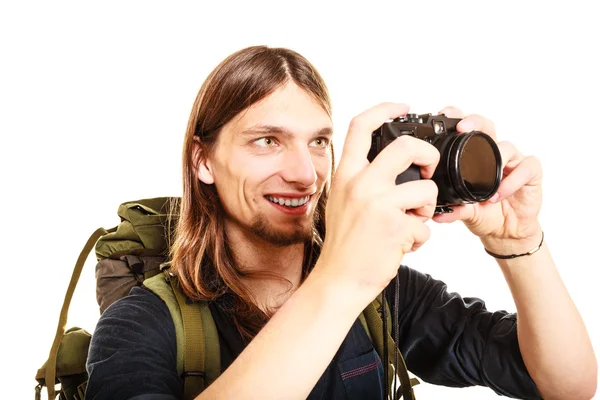 Man ta foto med kamera. — Stockfoto