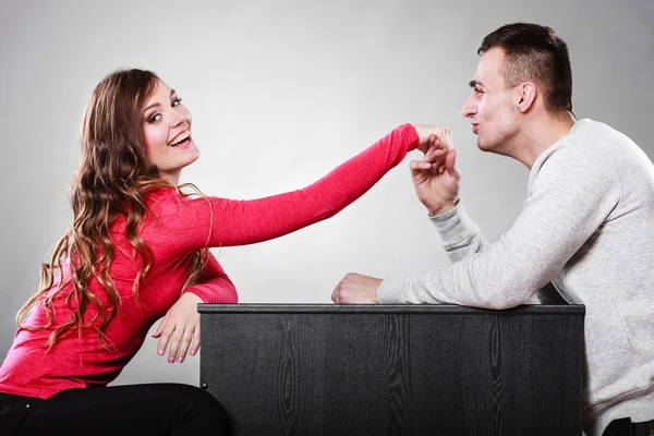 Husband kissing  hand. — Stockfoto