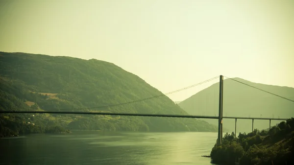 Long suspension bridge in Bergen — Stock Photo, Image
