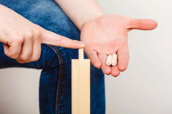 Human assembling wood furniture. DIY. — Stock Photo, Image