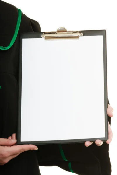 Woman lawyer holding  clipboard — Stock Photo, Image