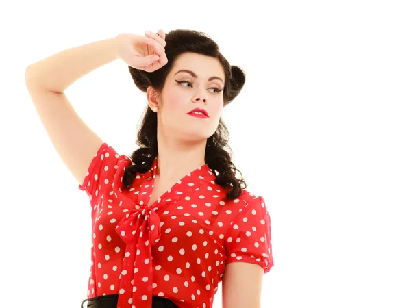 Retro. Retrato de mulher menina com penteado pinup — Fotografia de Stock