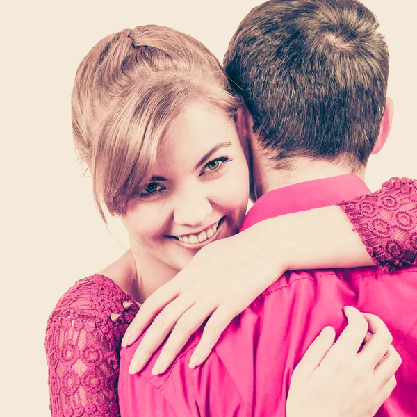 Girl hugging boyfriend romantically. — Stock Photo, Image