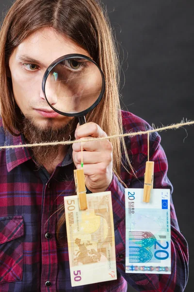 Man verify money cash — Stock Photo, Image