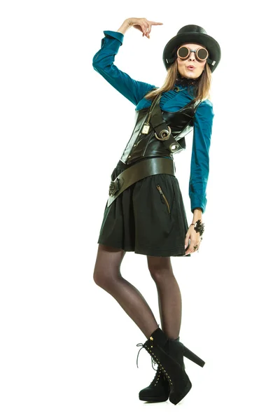 Funky girl in steampunk style. — Stock Photo, Image