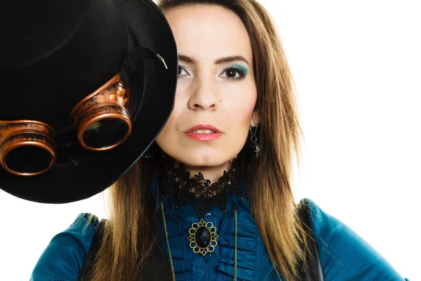 Steampunk dívka s kloboukem. — Stock fotografie