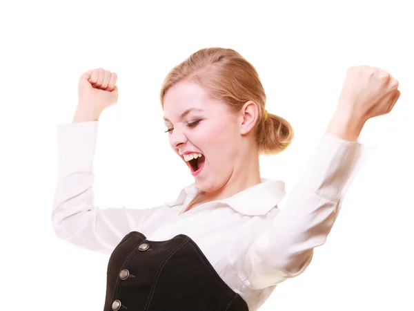 Businesswoman celebrating promotion — Stock Photo, Image