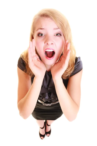 Young  buisnesswoman shouting — Stock Photo, Image