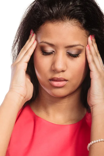 Žena trpící bolestí hlavy — Stock fotografie
