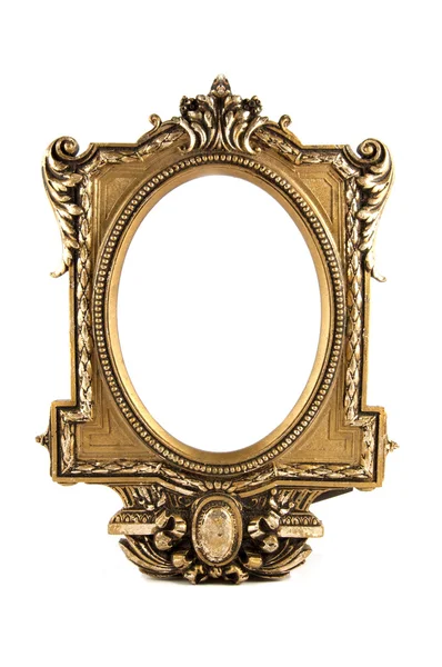 Altın rengi çerçeve beyaz arkaplanda izole edildi