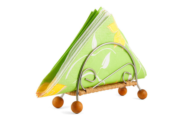 Треугольные салфетки изолированы на белом фоне, крупным планом
