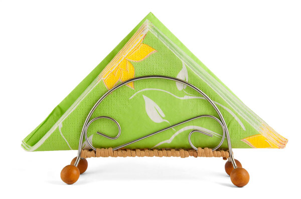 Треугольные салфетки изолированы на белом фоне, крупным планом
