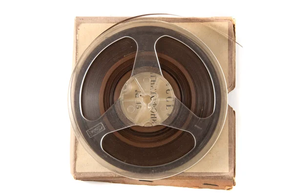 Vintage magnetic audio reel on white background. — Stock Photo, Image