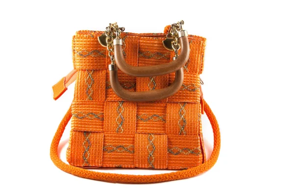 Omuz askısı-zinciri ile turuncu çanta — Stok fotoğraf