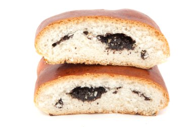 Lezzetli etli börek ile beyaz bir tabağa doldurma sığır eti dilim