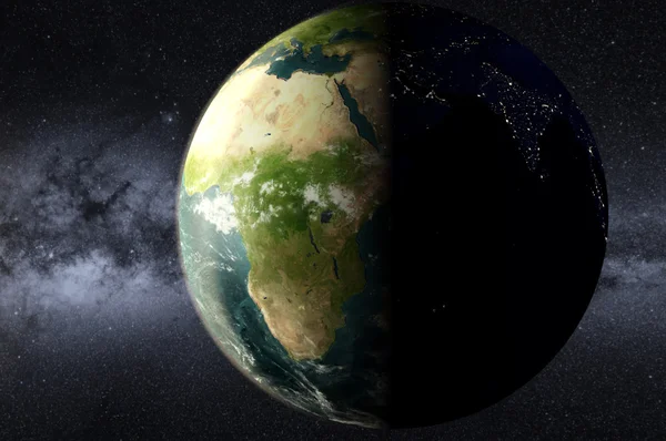 Day and night on planet Earth elements of this image furnished by NASA — Stock Photo, Image