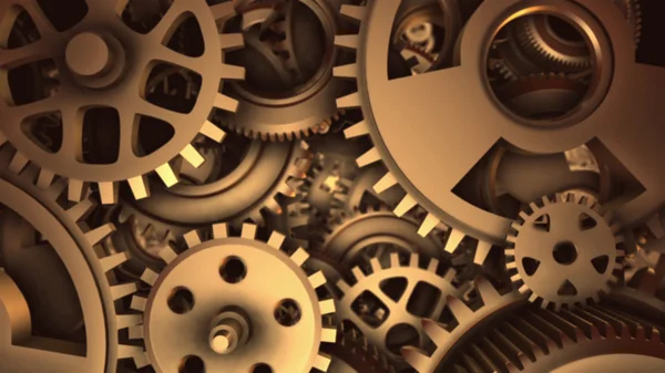 Parlak siyah arka plan üzerine büyük metal Dişliler